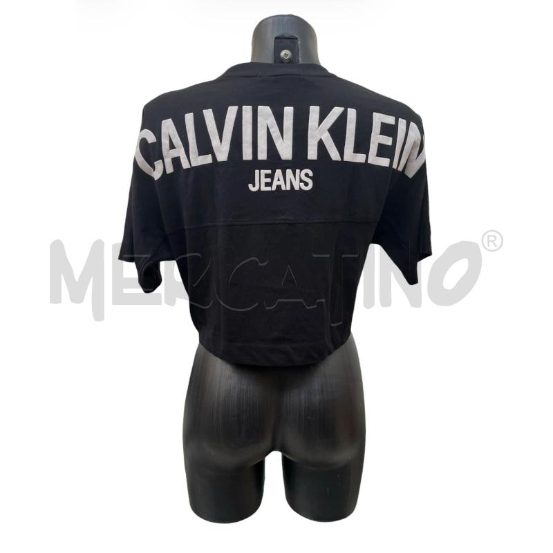 T SHIRT DONNA CALVIN KLEIN NERA CROPP LOGO | Mercatino dell'Usato Rivoli 2
