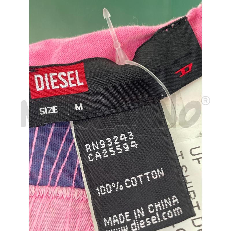 T SHIRT DONNA DIESEL FUCSIA LOGO RICAMATO | Mercatino dell'Usato Rivoli 3
