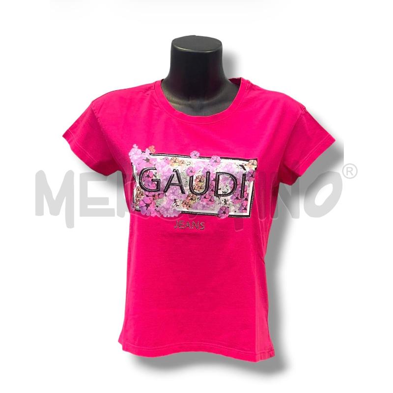 T SHIRT DONNA GAUDI FUCSIA LOGO FLOREALE  | Mercatino dell'Usato Rivoli 1