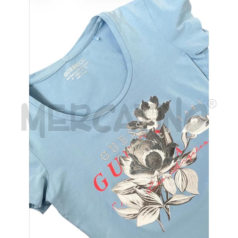 T SHIRT DONNA GIESS AZZURRA FIORI LOGO RICAMATO | Mercatino dell'Usato Rivoli 3