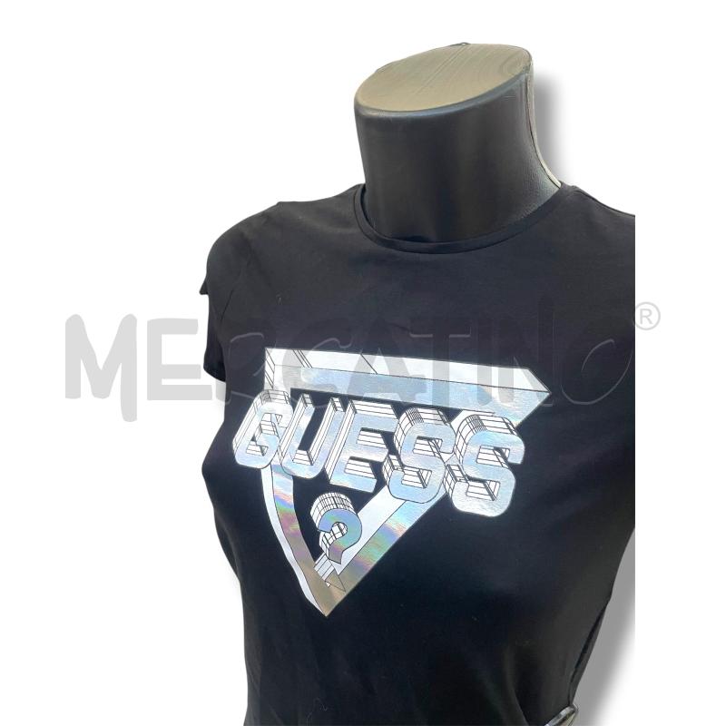 T SHIRT DONNA GUESS NERA LOGO OLOGRAFICO | Mercatino dell'Usato Rivoli 2