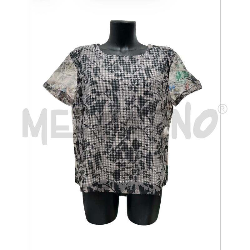 T SHIRT DONNA INTREND B/N SCACCHI VELATA FIORI | Mercatino dell'Usato Rivoli 1