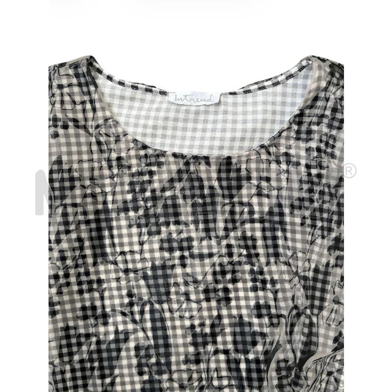 T SHIRT DONNA INTREND B/N SCACCHI VELATA FIORI | Mercatino dell'Usato Rivoli 3