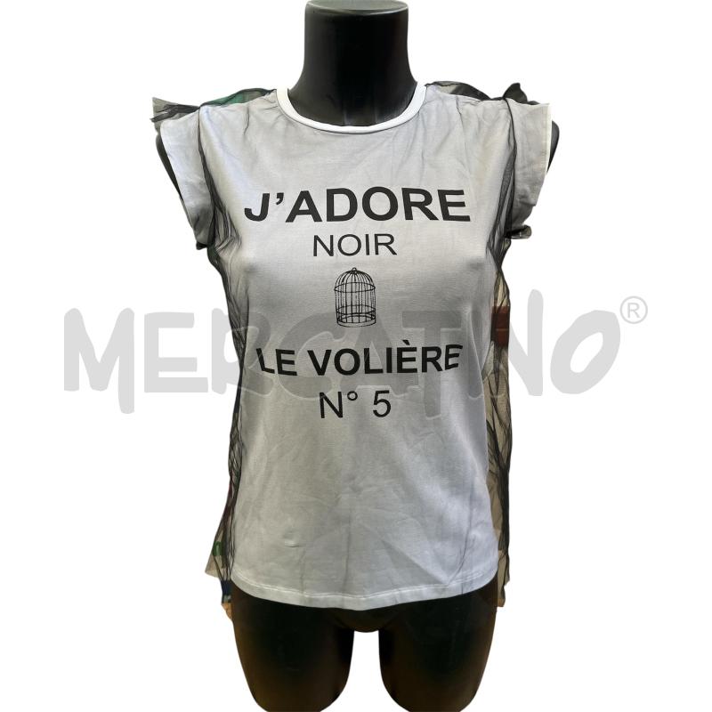 T SHIRT DONNA LE VOLIERE BIANCA TULLE NERO | Mercatino dell'Usato Rivoli 1