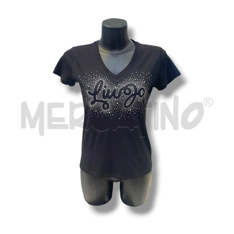 T SHIRT DONNA LIU JO NERA STRASS SCOLLO V | Mercatino dell'Usato Rivoli 1