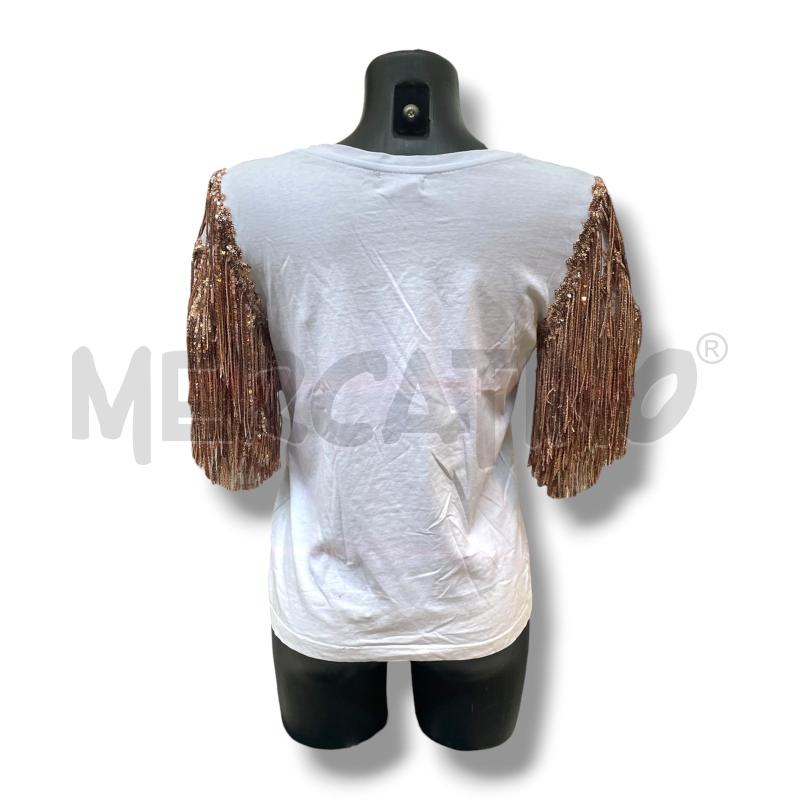 T SHIRT DONNA MIKYRI BIANCA MANICHE FRANGE PAILLETTES BRONZO | Mercatino dell'Usato Rivoli 2