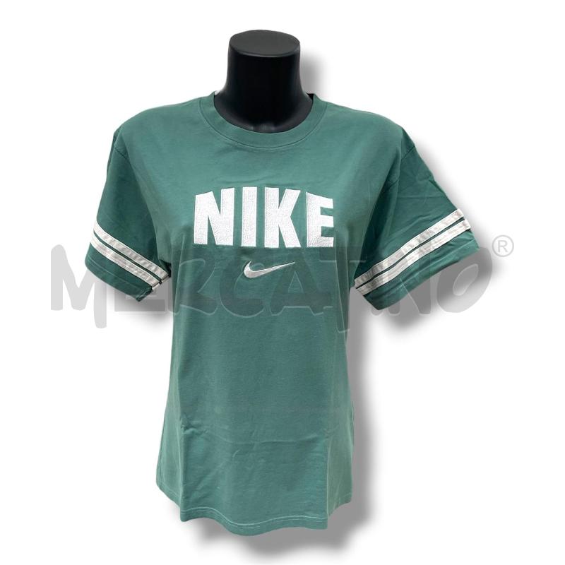 T SHIRT DONNA NIKE VERDE LOGO BIANCO FRONTALE  | Mercatino dell'Usato Rivoli 1