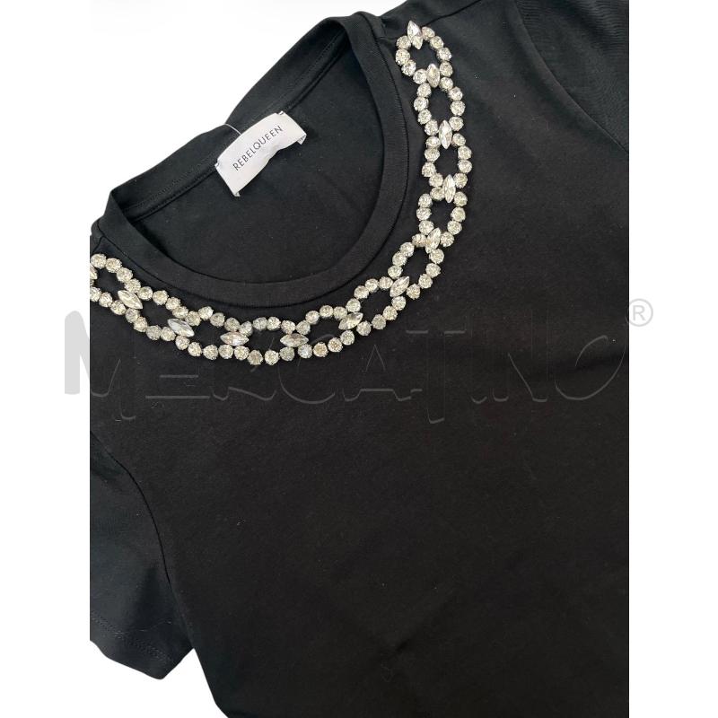 T SHIRT DONNA REBELQUEEN NERA SCOLLO GIOIELLO | Mercatino dell'Usato Rivoli 3