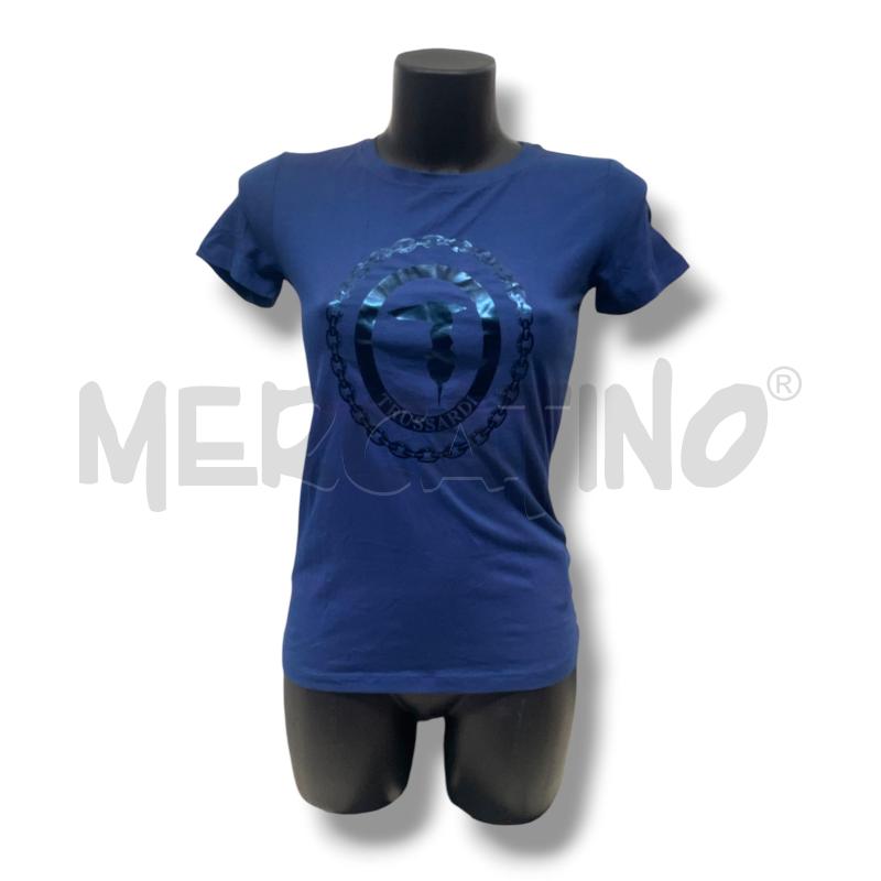 T SHIRT DONNA TRUSSARDI BLU LOGO CANGIANTE | Mercatino dell'Usato Rivoli 1