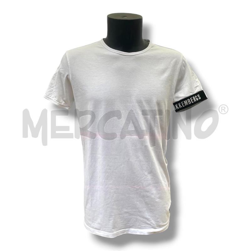 T SHIRT UOMO BIKKEMBERGS BIANCA ELASTICO NERE MANICA SX | Mercatino dell'Usato Rivoli 1
