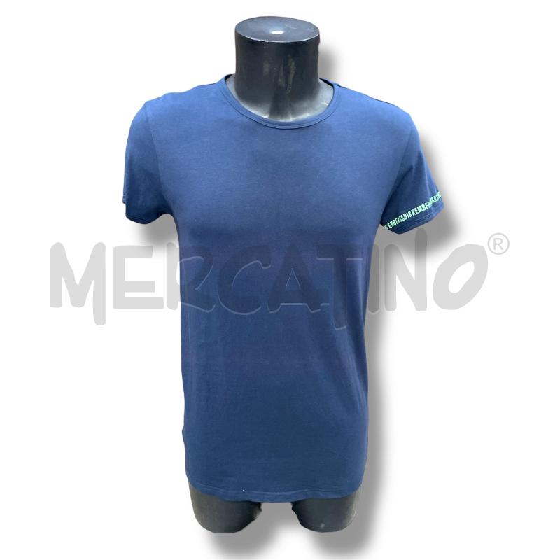 T SHIRT UOMO BIKKEMBERGS BLU NAVY SCRITTA MANICA FLUO | Mercatino dell'Usato Rivoli 1