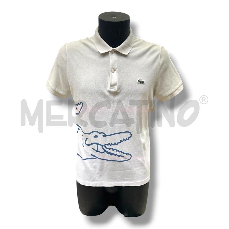 T SHIRT UOMO LACOSTE WHITE OFF STAMPA CARTA DA ZUCCHERO | Mercatino dell'Usato Rivoli 1
