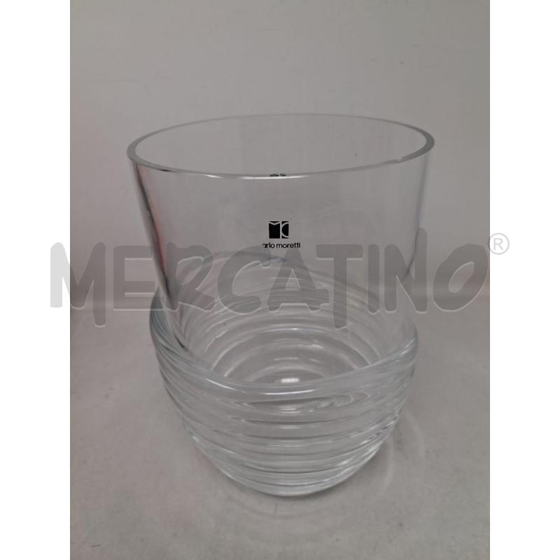 VASO CARLO MORETTI 24 CM IN VETRO BASSE MOLATA  | Mercatino dell'Usato Rivoli 1