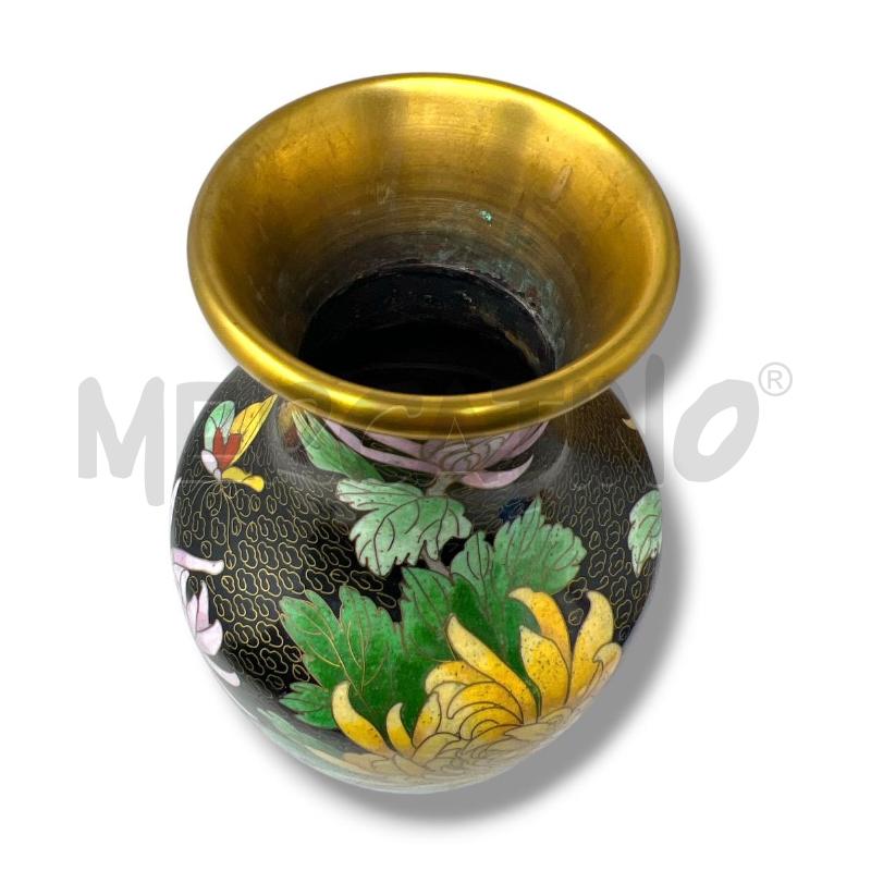 VASO CHINA CLOISSONNE NERO MOTIVI FLOREALI H 26CM  | Mercatino dell'Usato Rivoli 3