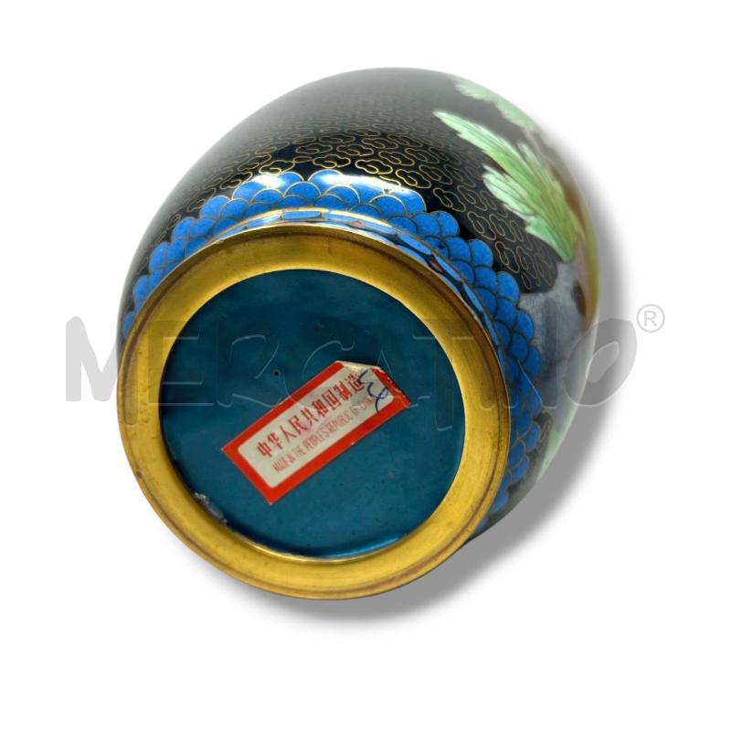 VASO CHINA CLOISSONNE NERO MOTIVI FLOREALI H 26CM  | Mercatino dell'Usato Rivoli 4