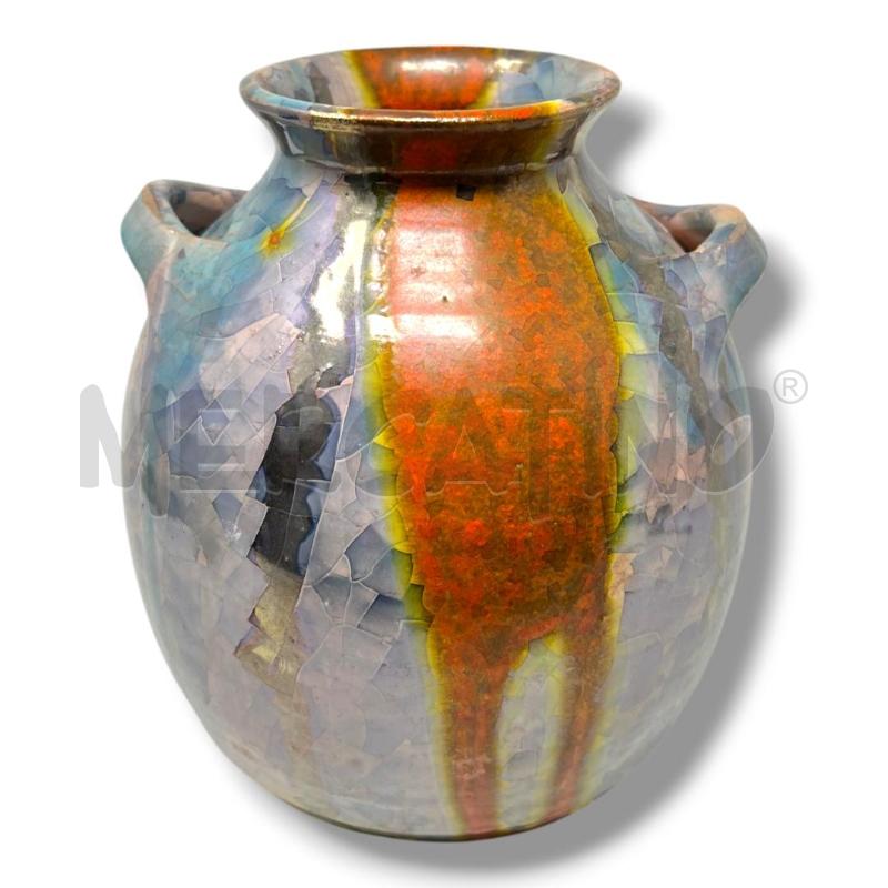 VASO CLAUDIO PULLI VILLAGGIO SARACENO CERAMICA SMALTATA H 16CM | Mercatino dell'Usato Rivoli 2