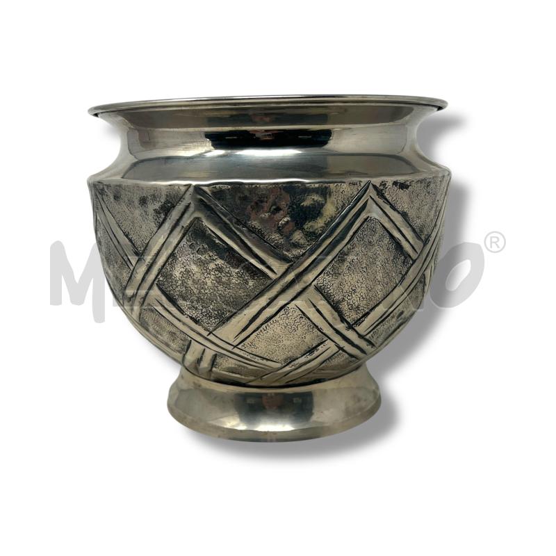 VASO IN SILVER BOMBATO GEOMETRIE DIAM 21 H 18.5 | Mercatino dell'Usato Rivoli 1