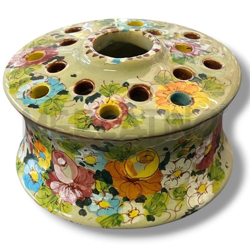 VASO PIQUE FLUERS CMF MORELLI SNCSFONDO VERDE MENTA DECORI FLOREALI H13X 17CM | Mercatino dell'Usato Rivoli 1