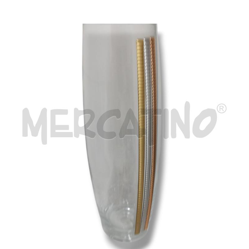 VASO VETRO ALTO 40 CM STRISCE DORATE ARGENTATE ROSATE | Mercatino dell'Usato Rivoli 2