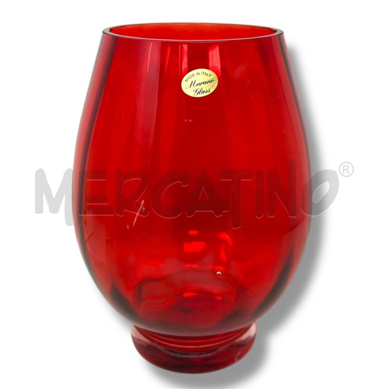 VASO VETRO MURANO GLASS ROSSO 26CM H BOMBATO | Mercatino dell'Usato Rivoli 1
