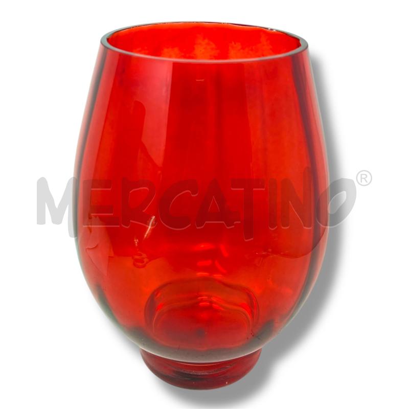 VASO VETRO MURANO GLASS ROSSO 26CM H BOMBATO | Mercatino dell'Usato Rivoli 2