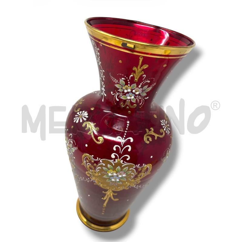 VASO VETRO ROSSO RUBINO DECO ORO H 34 CM | Mercatino dell'Usato Rivoli 2