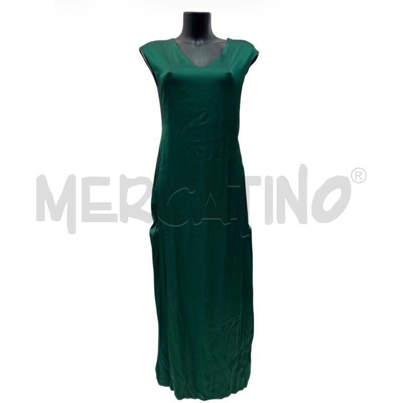 VESTITO DONNA B-YU LUNGO VERDE BOSCO RASATELLO | Mercatino dell'Usato Rivoli 1