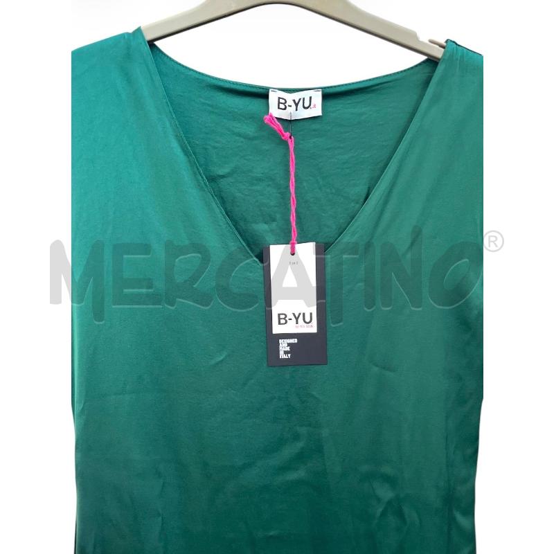 VESTITO DONNA B-YU LUNGO VERDE BOSCO RASATELLO | Mercatino dell'Usato Rivoli 3