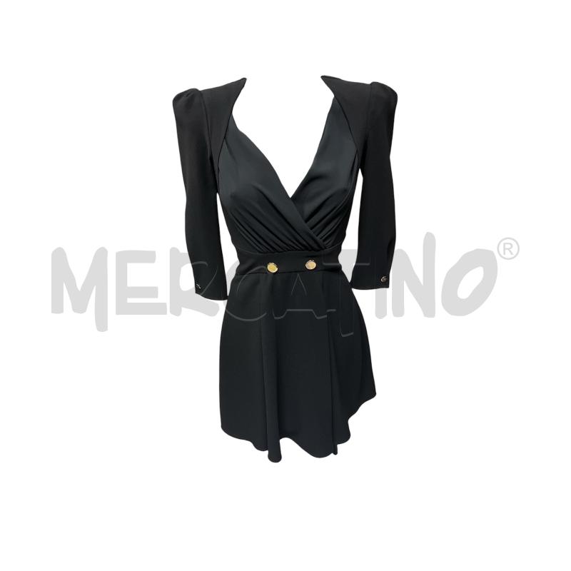 VESTITO DONNA ELISABETT FRANCHI NERO SCOLLO V BOTTONI LOGO | Mercatino dell'Usato Rivoli 1