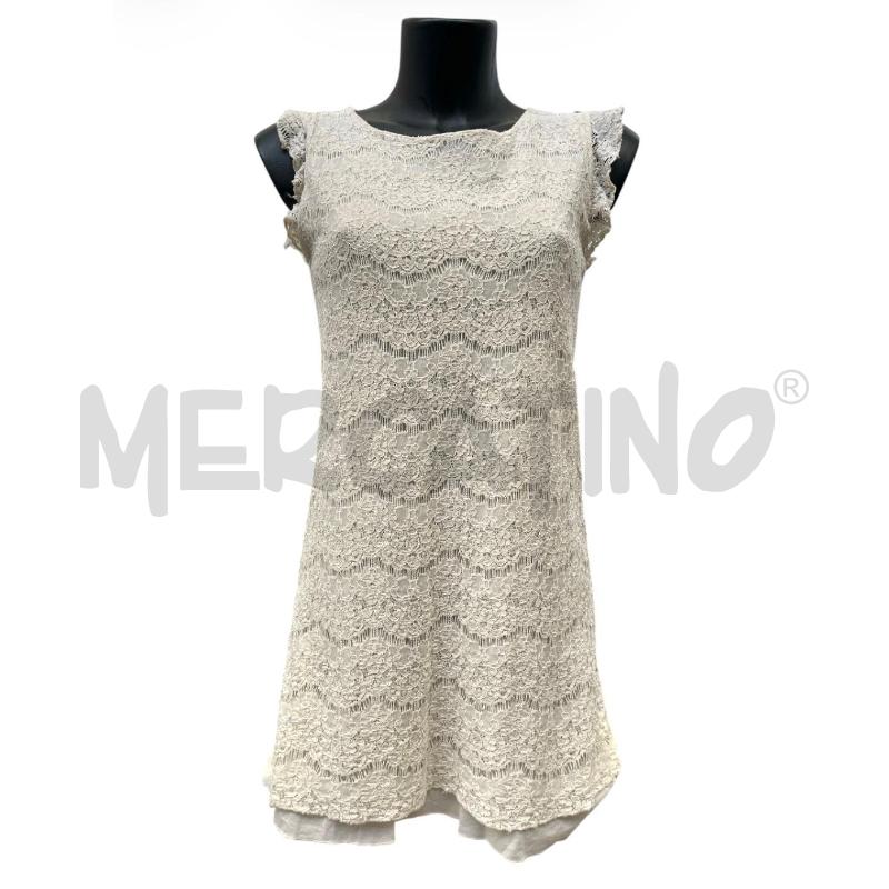 VESTITO DONNA LA DEA CREMA PIZZO MANICA VOULANT | Mercatino dell'Usato Rivoli 1