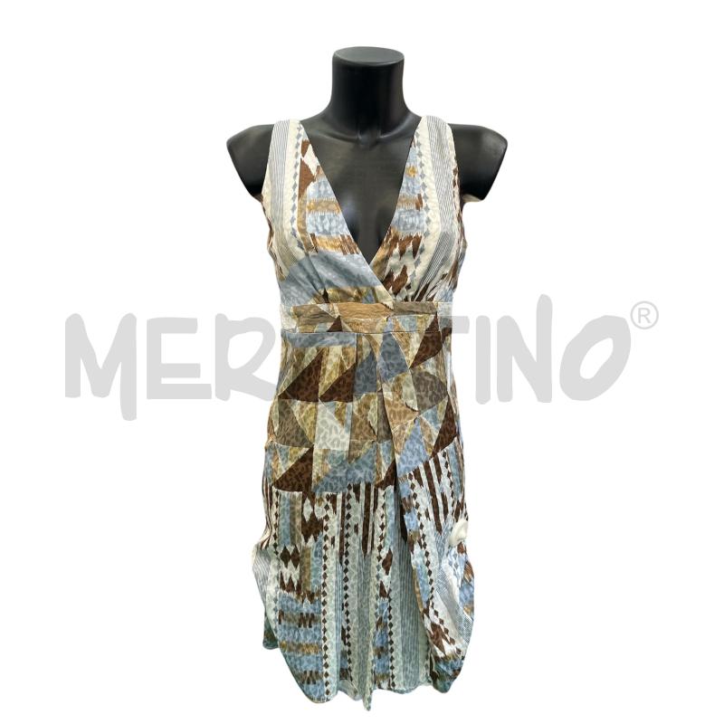 VESTITO DONNA MANILA GRACE GEOMETRIE AZZURRO E MARRONE | Mercatino dell'Usato Rivoli 1