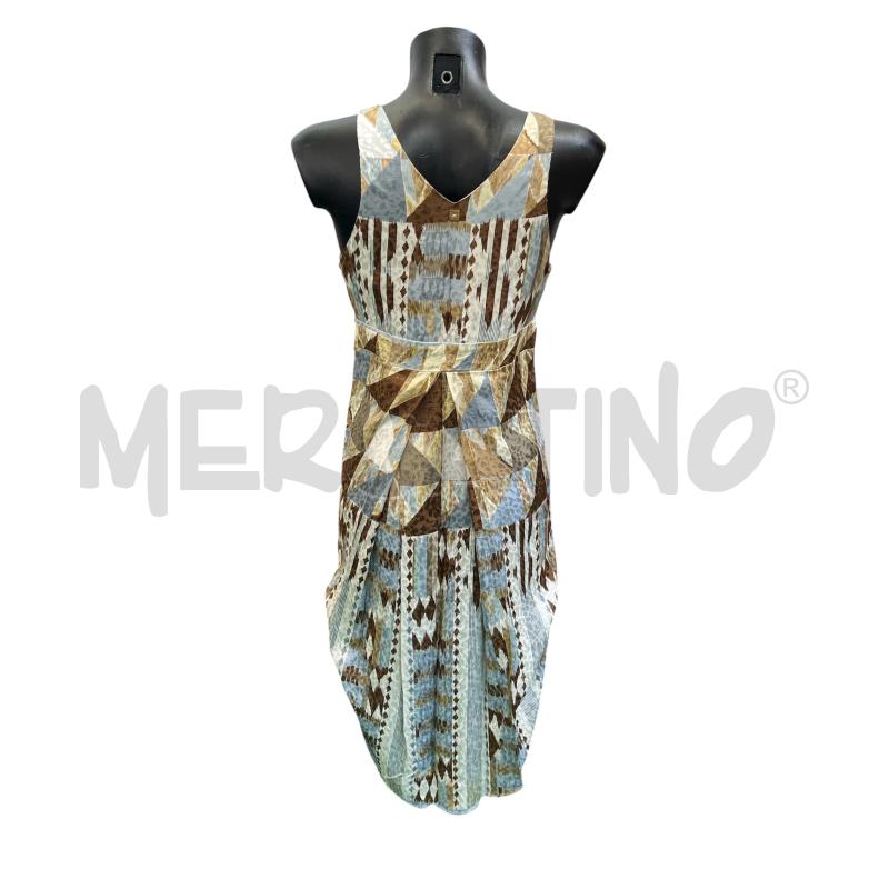 VESTITO DONNA MANILA GRACE GEOMETRIE AZZURRO E MARRONE | Mercatino dell'Usato Rivoli 2
