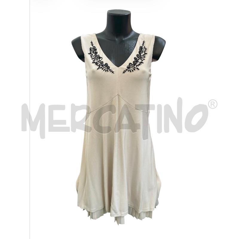 VESTITO DONNA MAXMARA CREMA SCOLLO PERLINE PAILLETTES NERE | Mercatino dell'Usato Rivoli 1