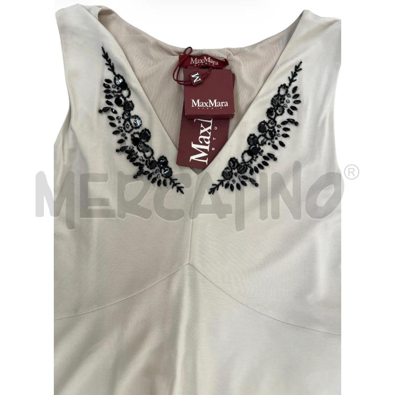 VESTITO DONNA MAXMARA CREMA SCOLLO PERLINE PAILLETTES NERE | Mercatino dell'Usato Rivoli 3
