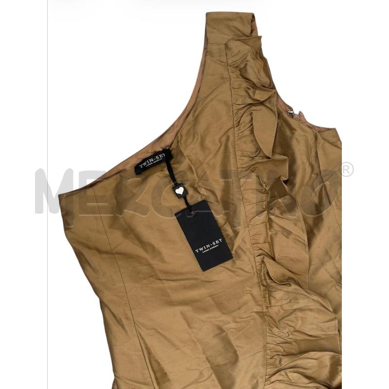 VESTITO DONNA TWIN SET MARRONE VOULANT MONOSPALLA | Mercatino dell'Usato Rivoli 3