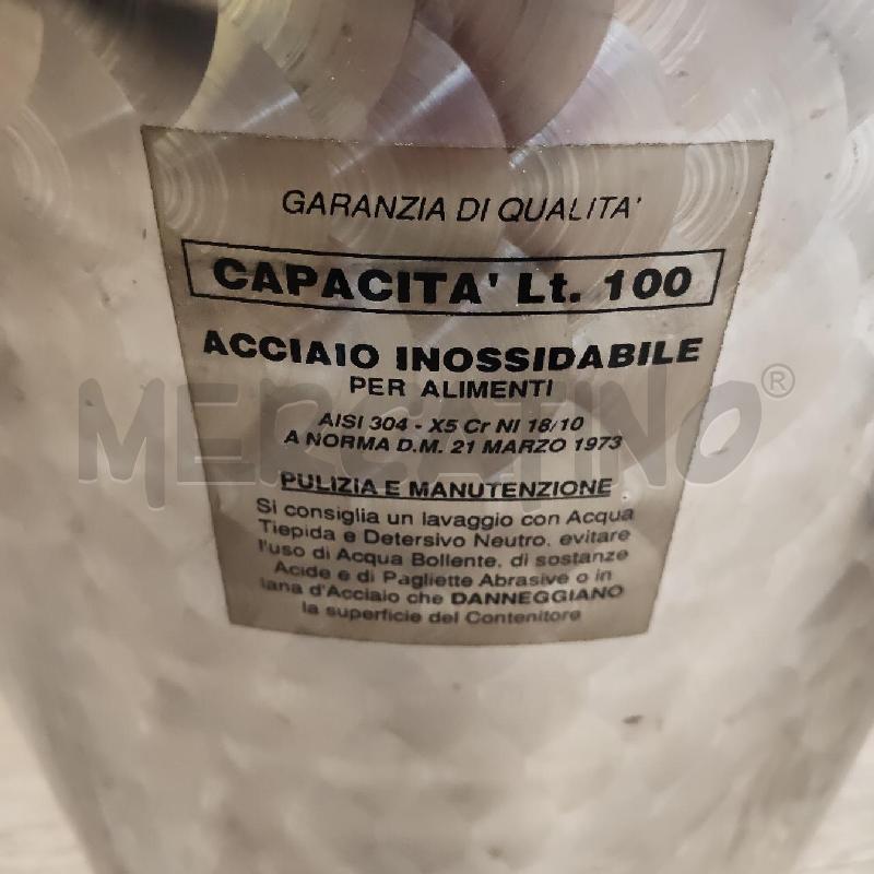 BOTTE IN ACCIAIO INOSSIDABILE NUOVA 100LT | Mercatino dell'Usato Rivarolo canavese 2