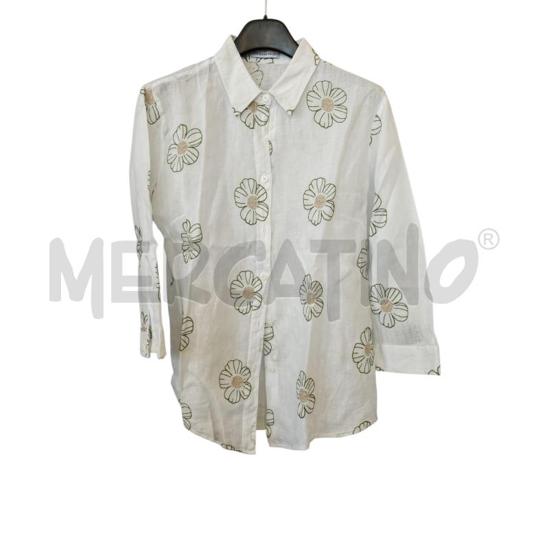 CAMICIA D LE BISBITECHE BNC LINO RICAMO FIORI VERDE | Mercatino dell'Usato Rivarolo canavese 1