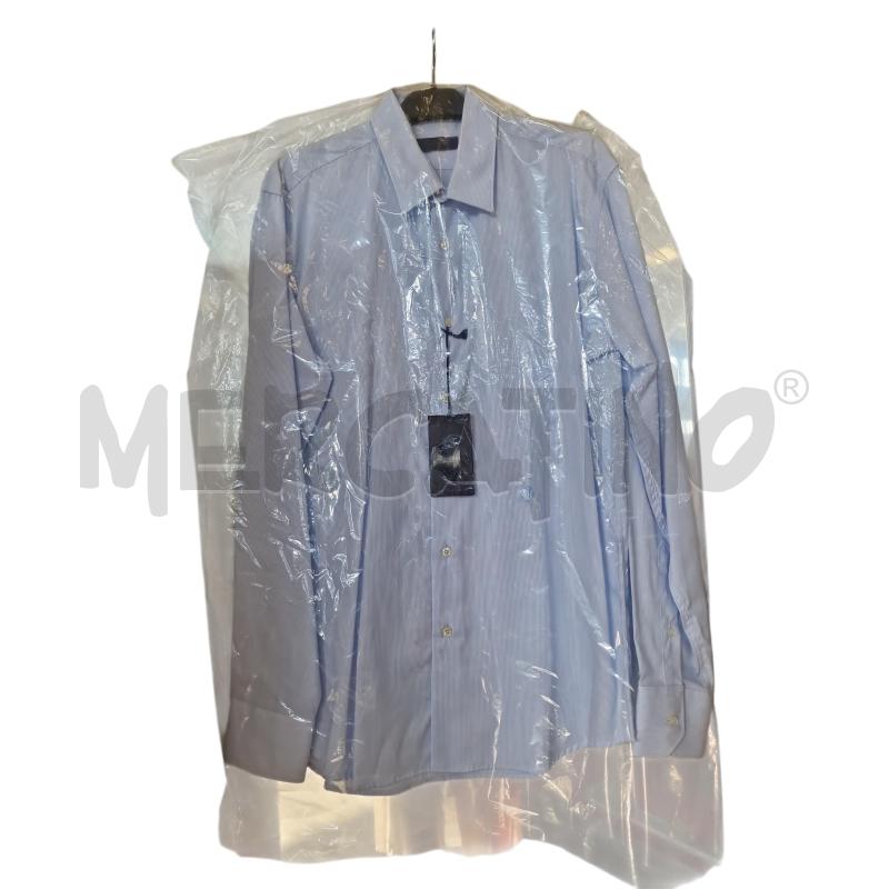CAMICIA U TRUSSARDI CELESTE NUOVA RIGHE BNC  | Mercatino dell'Usato Rivarolo canavese 1