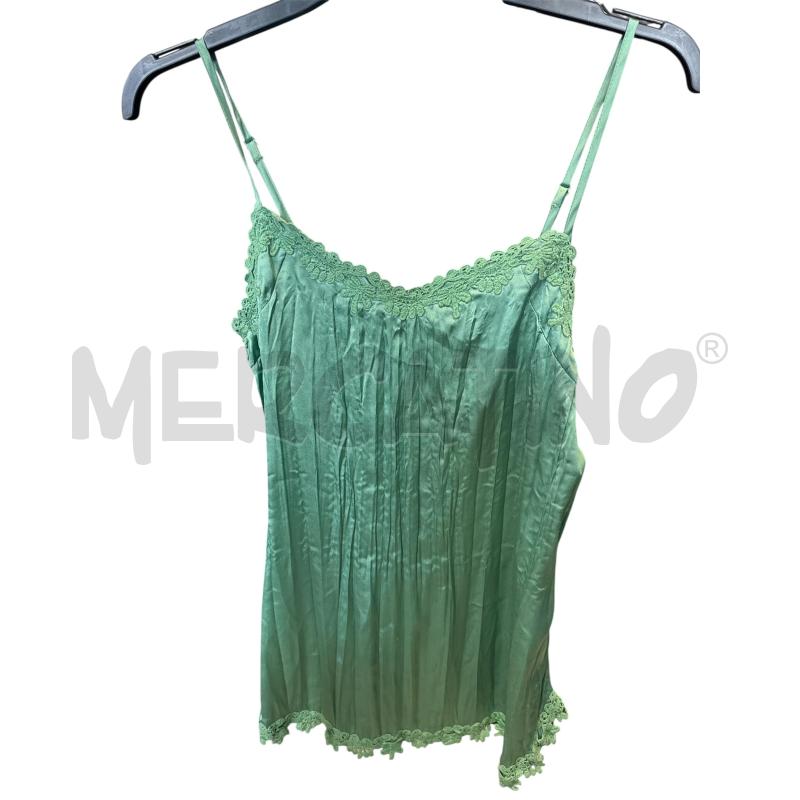CANOTTA D TWINSET VERDE RASO BRD PIZZO | Mercatino dell'Usato Rivarolo canavese 1