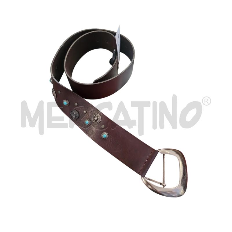 CINTURA D GLAMOUR PELLE MARRONE PIETRE TURCHESE TG.100/115 | Mercatino dell'Usato Rivarolo canavese 1
