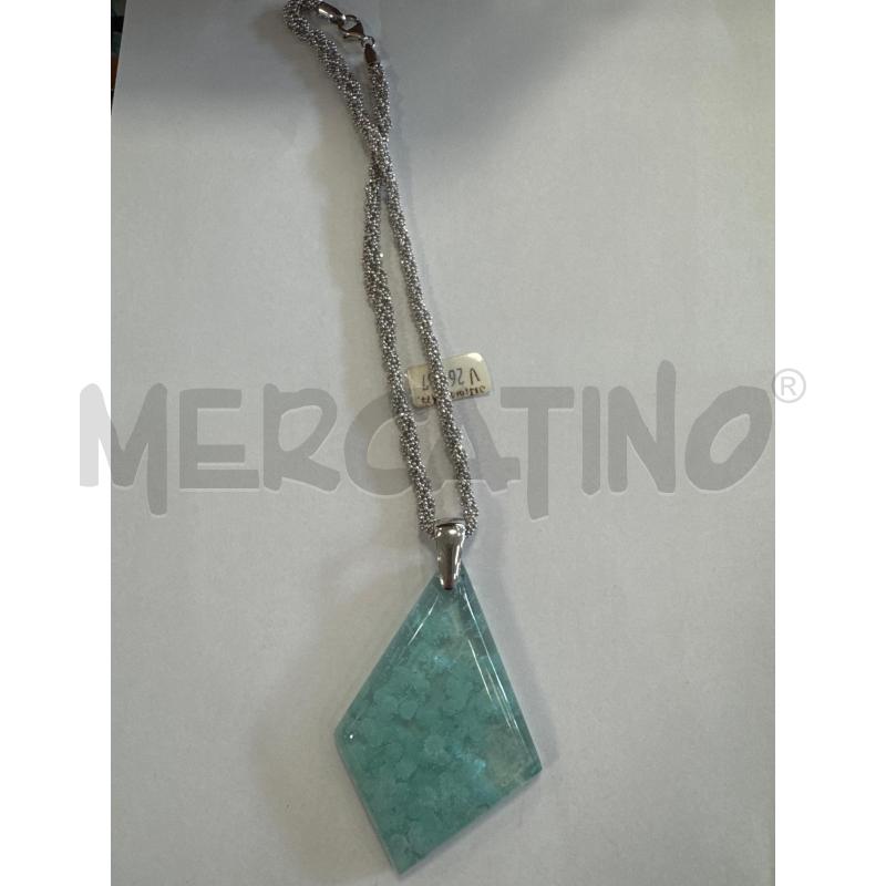 COLLANA AG CIONDOLO OSSIDIANA AZZURRA  | Mercatino dell'Usato Rivarolo canavese 1