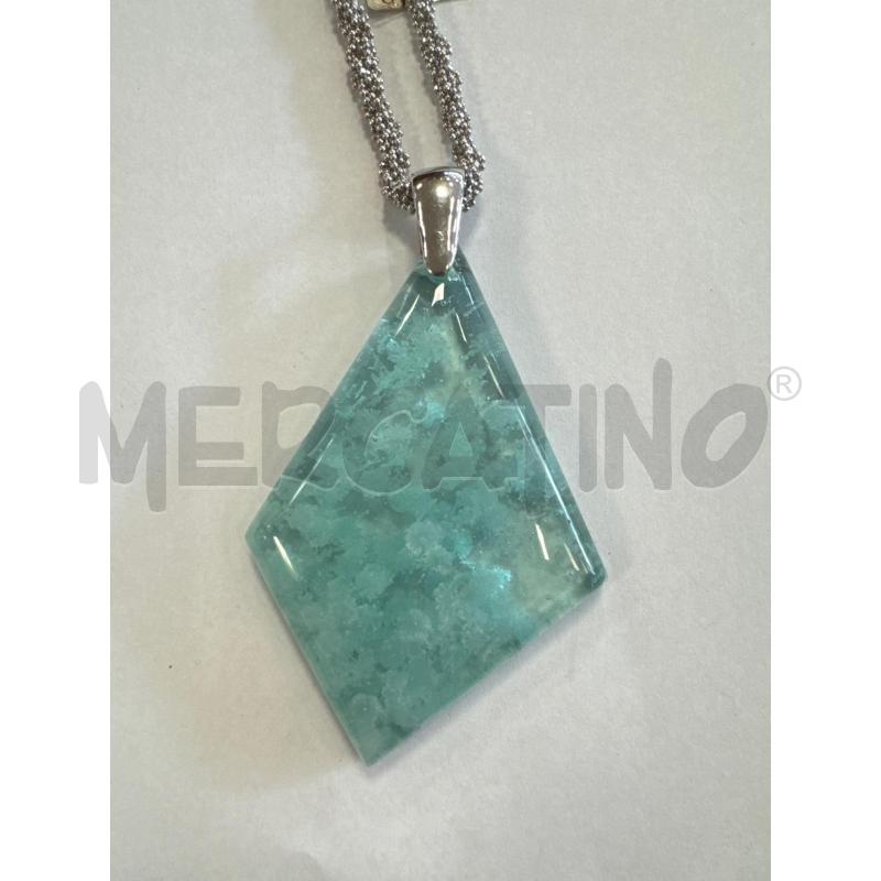 COLLANA AG CIONDOLO OSSIDIANA AZZURRA  | Mercatino dell'Usato Rivarolo canavese 2