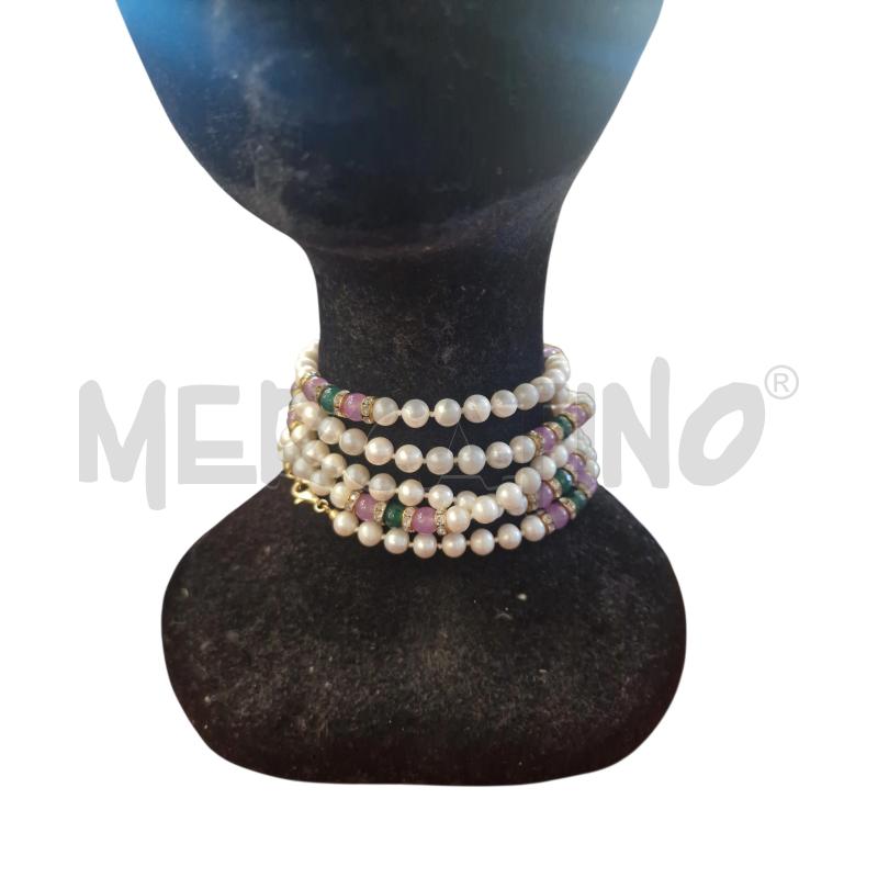 COLLANA AG PERLE E PIETRE VIOLA/VERDE STRASS | Mercatino dell'Usato Rivarolo canavese 2