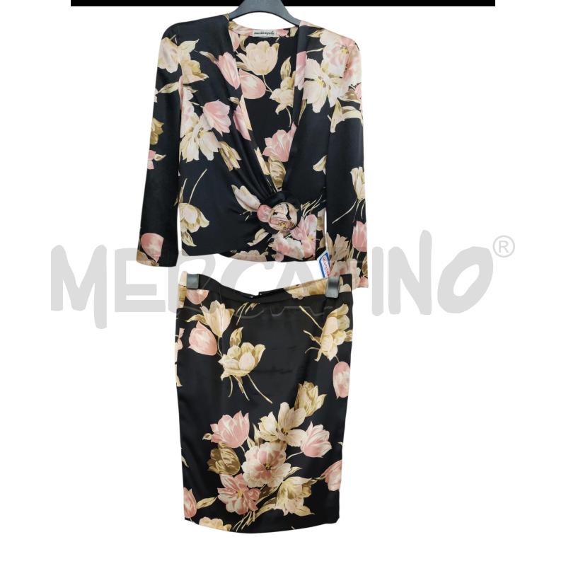 COMPLETO D MARIANGELA SETA NERO FIORI ROSA | Mercatino dell'Usato Rivarolo canavese 1