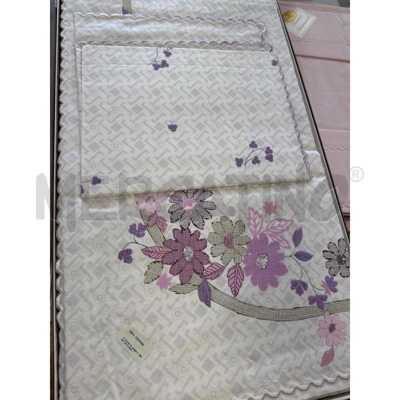 COMPLETO MATRIMONIALE FIORI VIOLA ROSA | Mercatino dell'Usato Rivarolo canavese 1