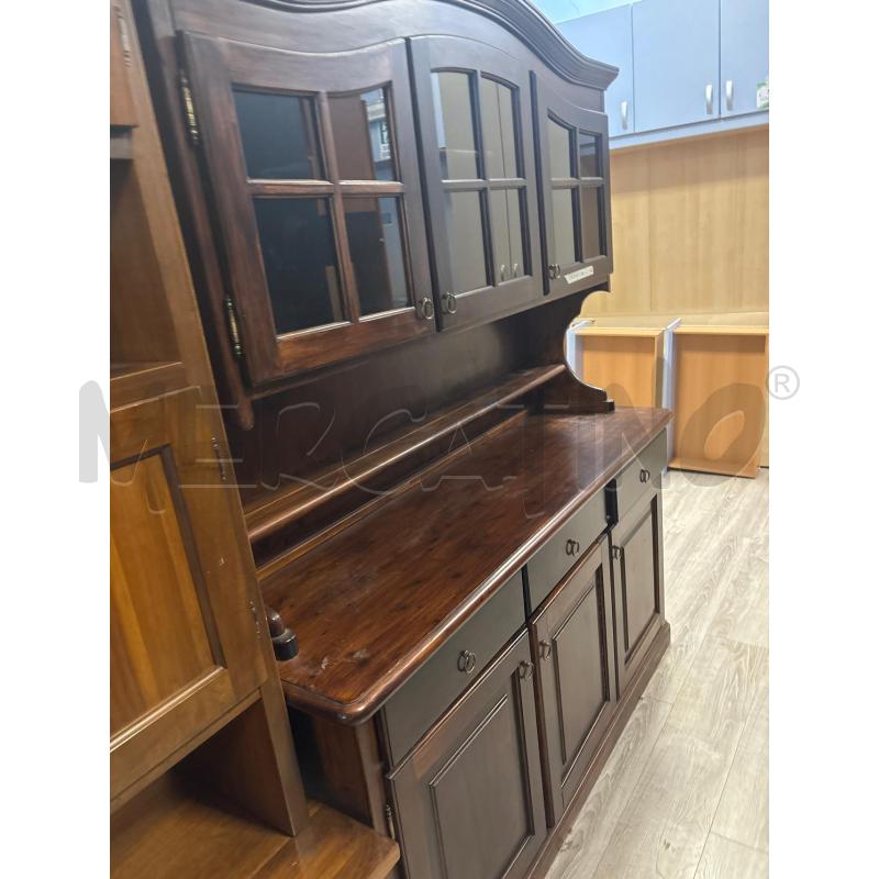 CREDENZA IN PINO SCURO CON VETRINE | Mercatino dell'Usato Rivarolo canavese 1