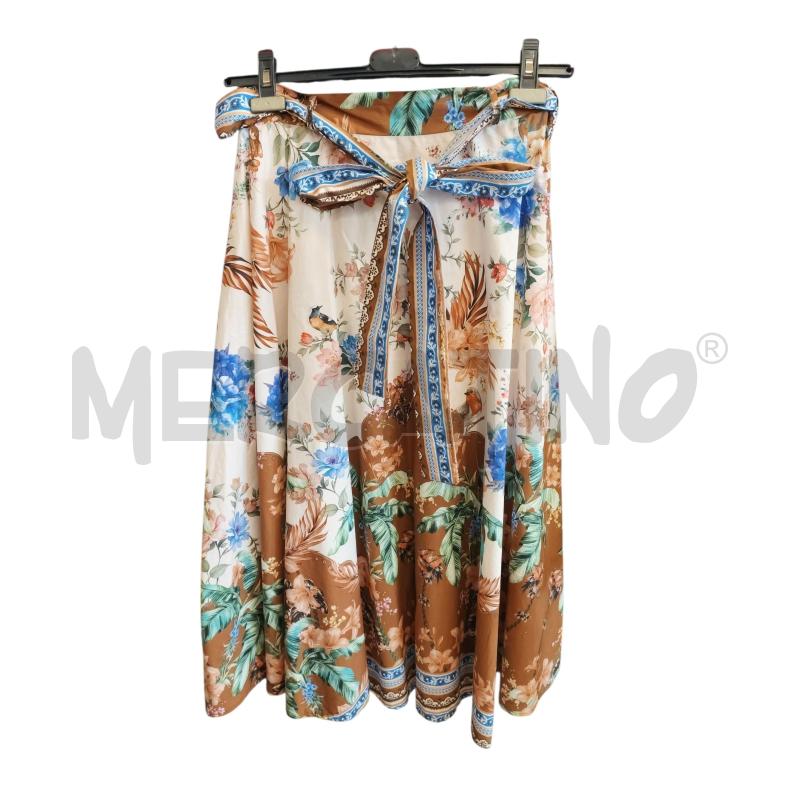 GONNA BEIGE MARRONE FIORI BLU UCCELLINI  | Mercatino dell'Usato Rivarolo canavese 1
