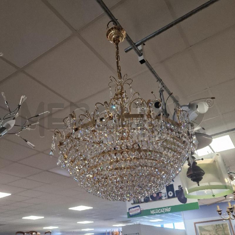 LAMPADARIO CRISTALLO SFACCETTATO OTTONE | Mercatino dell'Usato Rivarolo canavese 1