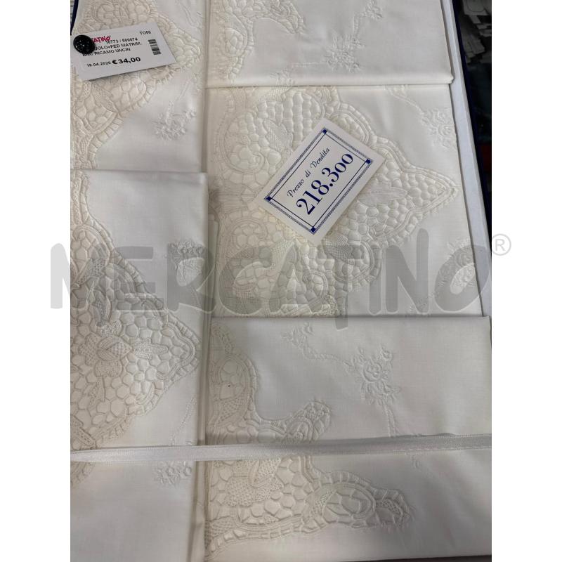 LENZUOLO+FED MATRIM. BNC RICAMO UNCINETTO | Mercatino dell'Usato Rivarolo canavese 1