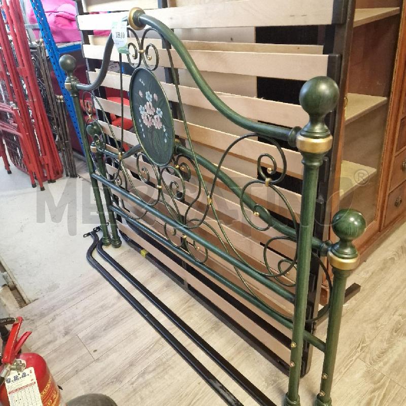 LETTO MATRIMONIALE FERRO VERDE DIPINTO FIORI | Mercatino dell'Usato Rivarolo canavese 1